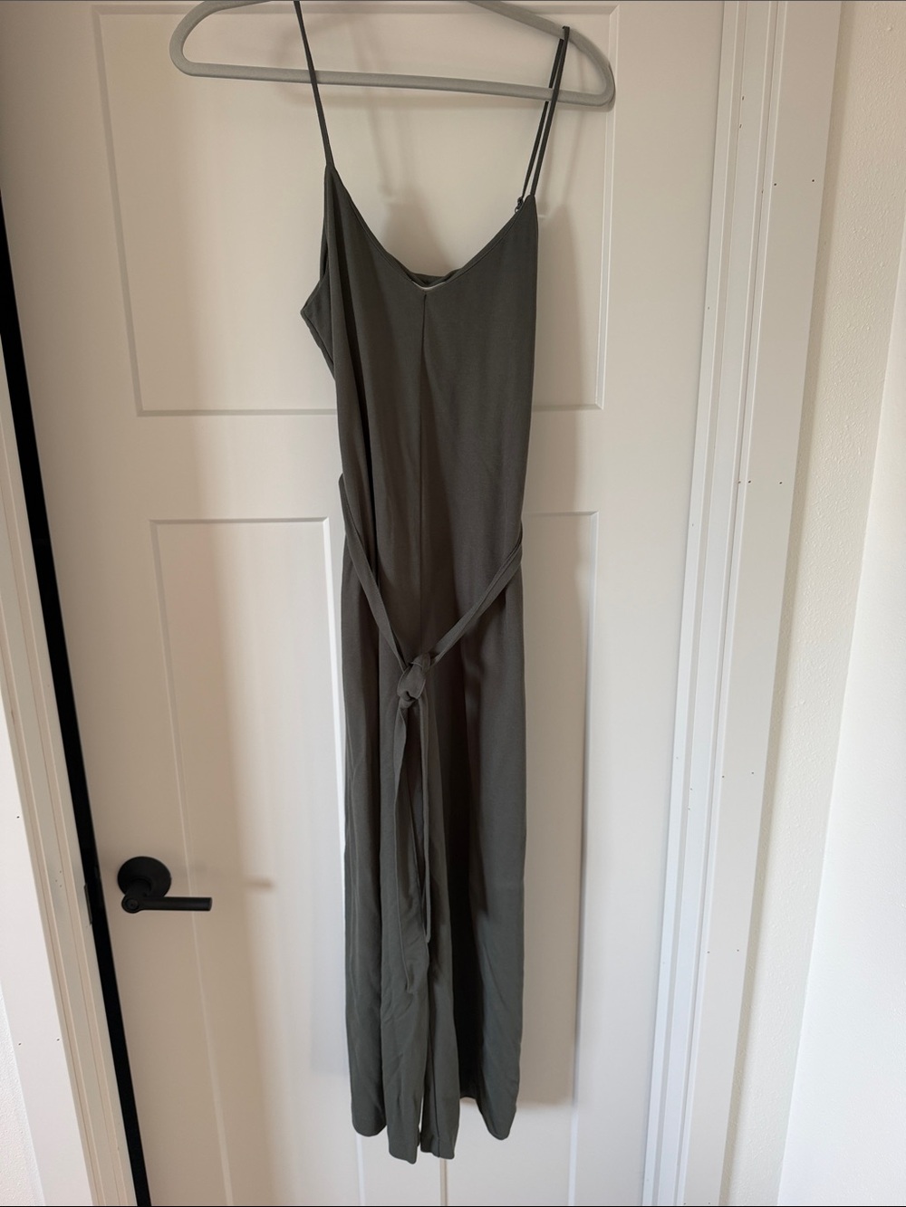 BE COOL Olive Green Spaghetti-Strap Jumpsuit with Tie